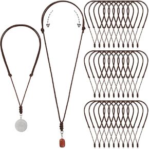 Tondiamo 30 Pcs Rope Necklace for Men Vintage Black Necklace Cord Rope Adjustable Double Knotted Handmade Craft Men Choker with Metal Ring for Hanging Pendants Rope, 14-26 Inches Thick 2 mm