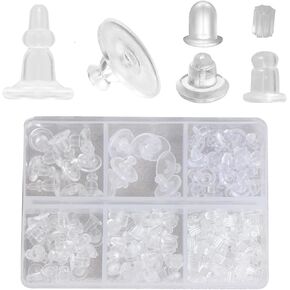 20pcs 14K Gold & Silver Locking Secure Earring Backs for Studs, Hypoallergenic Silicone, No-Irritate Earring Stopper