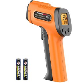 مسدس درجة الحرارة ThermoPro، مسدس ميزان حرارة بالأشعة تحت الحمراء مع مؤشر ليزر، ميزان حرارة اللحوم الرقمي مع مسبار طويل للغاية، ميزان حرارة الطعام للطهي، مسدس ميزان حرارة ليزر -58 درجة فهرنهايت -1022 درجة فهرنهايت ليس للإنسان