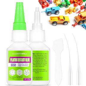 Super Glue for Plastic, 2 Pack Clear Plastic Glue Designed for Plastic to Plastic Bonding, Waterproof, Heat-Resistant, Strongest Plastic Glue for Repairing Plastic, DIY, Model Plastic