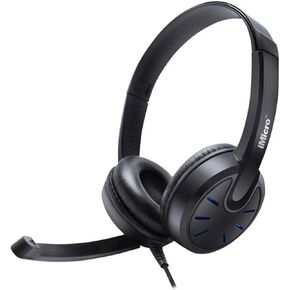iMicro IMME282 USB Dual Headset with Adjustable Microphone Noise Cancelling and Volume Control, Wired Headphone for PC, Laptop and Computer