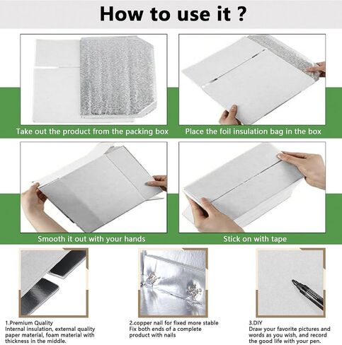 10x6x7''4 Pack Insulated Shipping Boxes with Aluminum Foil Liner,Double Insulated Carton for Frozen Food and hot,Reusable Perishable Shipper Cooler Box, Small Mailing Box for Shipping in Kuwait
