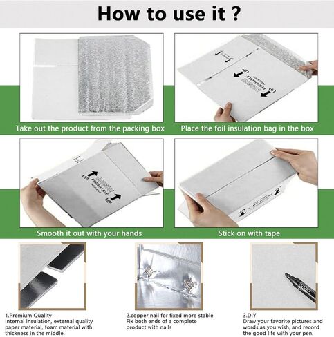 10x6x7''4 Pack Insulated Shipping Boxes with Aluminum Foil Liner,Double Insulated Carton for Frozen Food and hot,Reusable Perishable Shipper Cooler Box, Small Mailing Box for Shipping in Kuwait