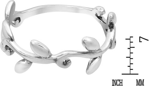 AeraVida Vintage Olive Vines & Leaves Stackable Gold-Plated Sterling Silver Ring (Size 9) | Elegant Nature-Inspired Gold and Silver Jewelry for Women | Sterling Silver Stackable Ring in Saudi Arabia
