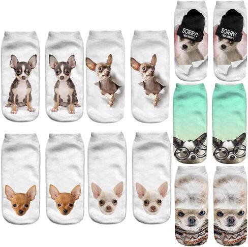 7 Pairs Funny Dog Ankle Socks Novelty Animal No Show Socks for Women (US, Alpha, One Size, Regular, Regular, Funny Pug Dogs) in Saudi Arabia
