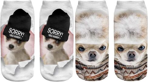 7 Pairs Funny Dog Ankle Socks Novelty Animal No Show Socks for Women (US, Alpha, One Size, Regular, Regular, Funny Pug Dogs) in Saudi Arabia