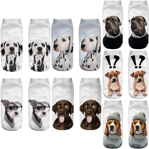 7 Pairs Funny Dog Ankle Socks Novelty Animal No Show Socks for Women (US, Alpha, One Size, Regular, Regular, Funny Pug Dogs) in Saudi Arabia
