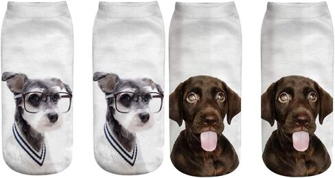 7 Pairs Funny Dog Ankle Socks Novelty Animal No Show Socks for Women (US, Alpha, One Size, Regular, Regular, Funny Pug Dogs) in Saudi Arabia