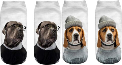 7 Pairs Funny Dog Ankle Socks Novelty Animal No Show Socks for Women (US, Alpha, One Size, Regular, Regular, Funny Pug Dogs) in Saudi Arabia