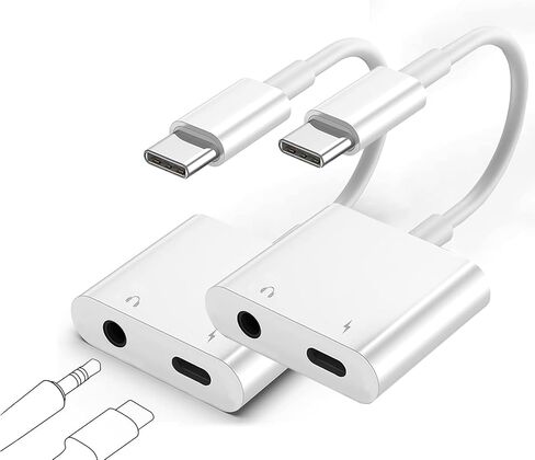 2-Pack Dual USB C Headphone and Charger Adapter, USB-C Audio + Charge Adapter,2-in-1 Type C Audio Adapter w/ USBC 60W PD Fast Charging for iPhone 15/15 Pro, iPad Pro, Galaxy, Note, Google Pixel, LG in Saudi Arabia