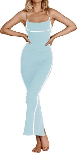 ZAFUL فساتين الصيف النسائية 2024 فستان ميدي بدون أكمام برباط سويسري متدرج على شكل حرف a فستان الشمس سوينغ غير رسمي in Saudi Arabia