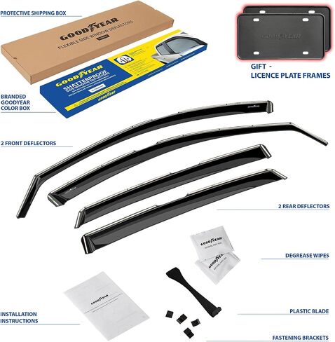 Goodyear Shatterproof in-Channel Window Deflectors for Trucks Chevrolet (Chevy) Colorado/GMC Canyon 2015-2022 Crew Cab, Rain Guards, Window Visors, Vent Deflector,Truck Accessories,4pcs.-GY003429LP in Saudi Arabia