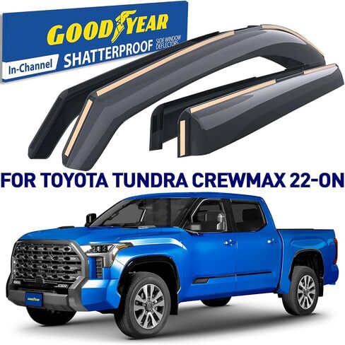 Goodyear Shatterproof in-Channel Window Deflectors for Trucks Chevrolet (Chevy) Colorado/GMC Canyon 2015-2022 Crew Cab, Rain Guards, Window Visors, Vent Deflector,Truck Accessories,4pcs.-GY003429LP in Saudi Arabia