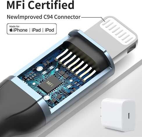 1.5 FT USB C to Lightning Cable Short, 2Pack [MFi Certified] Braided Short Type c to iPhone Cable PD Fast Charging 1.5 Foot C to Lightning Cord for iPhone 14/13/12/11Pro/X/XR/8/7/6s/Plus/SE/iPad in Saudi Arabia