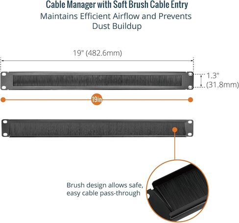 1U Brush Panel, Brush Strip Plate for Cable Entry&Management, Server Rack Cable Organizer with Tidy Brush for 19in Network Rack/Server Rack/Cabinet Enclosure in Saudi Arabia