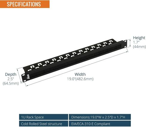 1U Brush Panel, Brush Strip Plate for Cable Entry&Management, Server Rack Cable Organizer with Tidy Brush for 19in Network Rack/Server Rack/Cabinet Enclosure in Saudi Arabia