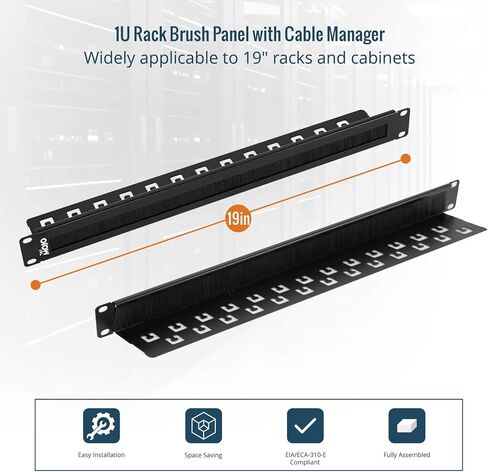 1U Brush Panel, Brush Strip Plate for Cable Entry&Management, Server Rack Cable Organizer with Tidy Brush for 19in Network Rack/Server Rack/Cabinet Enclosure in Saudi Arabia