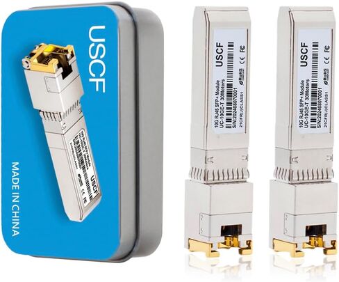 Uscf 10GBase-T SFP+ Transceiver, 10G SFP+ to RJ45 Copper Module, CAT.6a/7, up to 30 Meters, for Cisco SFP-10G-T-S, Ubiquiti uacc-cm-rj45-mg, D-Link, Supermicro, Netgear, MikroTik S+RJ10 and More in Saudi Arabia