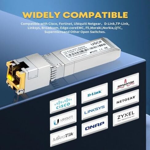 Uscf 10GBase-T SFP+ Transceiver, 10G SFP+ to RJ45 Copper Module, CAT.6a/7, up to 30 Meters, for Cisco SFP-10G-T-S, Ubiquiti uacc-cm-rj45-mg, D-Link, Supermicro, Netgear, MikroTik S+RJ10 and More in Saudi Arabia