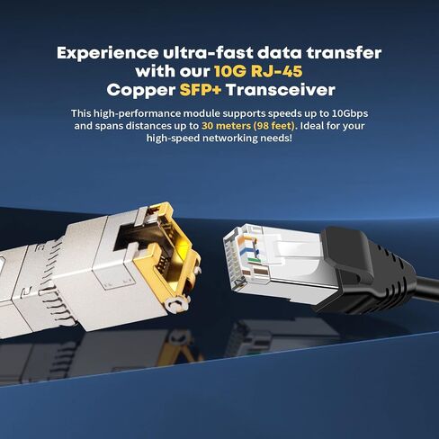 Uscf 10GBase-T SFP+ Transceiver, 10G SFP+ to RJ45 Copper Module, CAT.6a/7, up to 30 Meters, for Cisco SFP-10G-T-S, Ubiquiti uacc-cm-rj45-mg, D-Link, Supermicro, Netgear, MikroTik S+RJ10 and More in Saudi Arabia