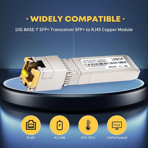 Uscf 10GBase-T SFP+ Transceiver, 10G SFP+ to RJ45 Copper Module, CAT.6a/7, up to 30 Meters, for Cisco SFP-10G-T-S, Ubiquiti uacc-cm-rj45-mg, D-Link, Supermicro, Netgear, MikroTik S+RJ10 and More in Saudi Arabia