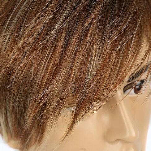Baruisi Mens Wig Brown Short Layered Cosplay Hair Wig Synthetic Full Wigs for Male Guy in Saudi Arabia