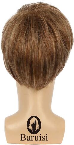 Baruisi Mens Wig Brown Short Layered Cosplay Hair Wig Synthetic Full Wigs for Male Guy in Saudi Arabia