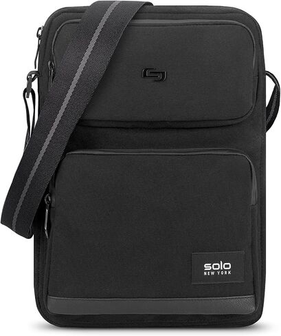 Solo New York Universal Tablet Sling Bag for Women & Men - Crossbody Bag for Travel, Walking, & Hiking, Adjustable Shoulder Strap, Front Zippered Pocket, Fits 12.9" Tablets - Ludlow, Black in Kuwait