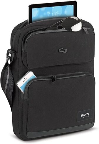 Solo New York Universal Tablet Sling Bag for Women & Men - Crossbody Bag for Travel, Walking, & Hiking, Adjustable Shoulder Strap, Front Zippered Pocket, Fits 12.9" Tablets - Ludlow, Black in Kuwait
