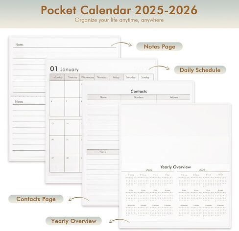 Pocket Calendar 2025-2026,Small Pocket Planner 2025-2026 for Purse3.5x6.5In, 24 Month Organizer from Jan 2025 -December 2026 (Bulterfly) in Saudi Arabia