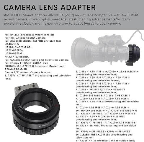 B4-EF M Lens Adapter Compatible with B4 2/3" Broadcast Grade Mount Lens & for EOS-M (EF-M Mount) Camera EF M M2 M3 M5 M6 M10 M50 M100.with Tripod Mount in Saudi Arabia