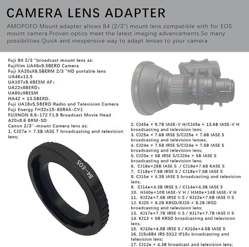 B4-EF M Lens Adapter Compatible with B4 2/3" Broadcast Grade Mount Lens & for EOS-M (EF-M Mount) Camera EF M M2 M3 M5 M6 M10 M50 M100.with Tripod Mount in Kuwait