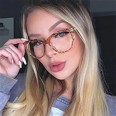 نظارات COASION بدون وصفة طبية بعدسات شفافة للنساء نظارات عين القطة بإطار صغير مع مفصلات زنبركية in Saudi Arabia