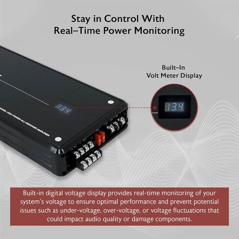 مضخم صوت Rockville Atom P20 Marine/ATV/Car بلوتوث بقدرة 1600 وات الذروة/440 وات RMS 4 قنوات مع عداد فولت، أسود in Kuwait