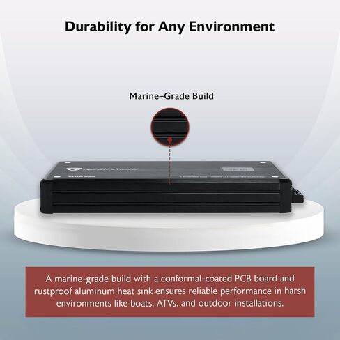 مضخم صوت Rockville Atom P20 Marine/ATV/Car بلوتوث بقدرة 1600 وات الذروة/440 وات RMS 4 قنوات مع عداد فولت، أسود in Kuwait