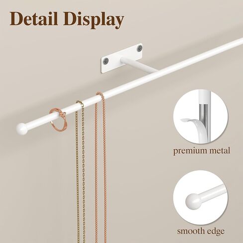 Wall Hanging Jewelry Organizer: 13.7'' Necklace Holder for Earring, Bracelet, Rings, Hairband, Glasses, Gold 1-Pack, Screws Included in Kuwait