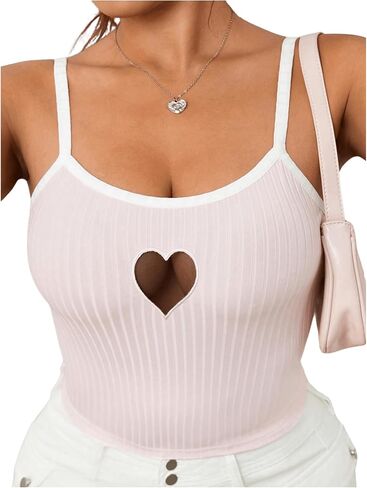 SOLY HUX Women's Plus Size Cami Crop Tops Contrast Mesh Spaghetti Strap Summer Top in Saudi Arabia