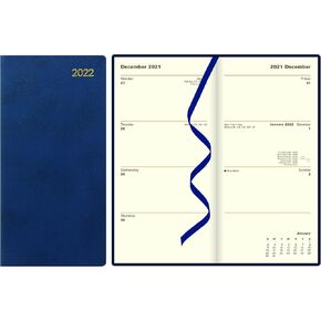 Letts of London® Signature 2025 Weekly/Monthly Planner, 12 Months, January to December, Bonded Leather, Slim Size, 6.625" x 3.25", English, Blue (C38SUBE-25)