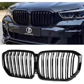 F15 Grill, Front Kidney Grille for 2014-2018 X5 Series F15 2015-2019 X6 Series F16 X5M F85 X6M F86 (Double Slats Gloss Black Grills, 2pcs)