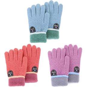 Century Star Kids Gloves Winter Gloves for Girls Boys Warm Wool Lined Gloves Toddler Thermal Knitted Mittens