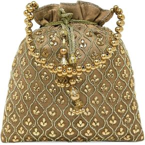 Aheli Potli Purses Gift for Women Handmade Evening Handbag Stylish Bridal Fashion Wristlet