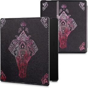 kwmobile Case Compatible with Amazon Kindle Oasis 10. Generation Case - PU Cover w/Strap - Library Motto Multicolor