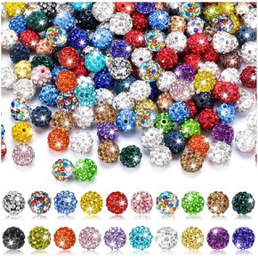 150 Pcs Rhinestone Beads for Crafting, Christmas Shiny Round Beads for Bracelets, Sparkly Disco Beads Diamond Baseball Beads for Jewelry Making Necklace Bracelet Charms DIY Decoration for Festival