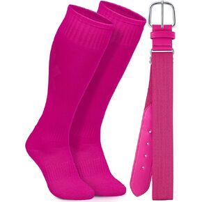 Baseball Socks and Belt Combo Set Youth Boys Adjustable Baseball Softball Socks and Belt for Boys Girls