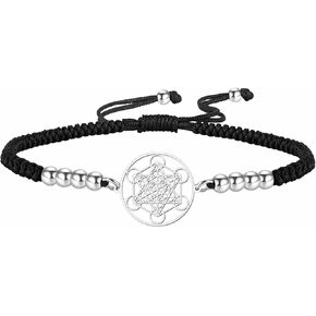 Metatron's Cube Bracelet for Men Women Archangels King Solomon Seal Coin Link Bracelet Stainless Steel Geometry Hollow Out Chains for Men Amulet Jewelry