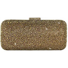 Boutique De FGG Navy Blue Crystal Clutch Purse for Women Formal Evening Handbags Wedding Party Rhinestone Clutch Bag, Mini