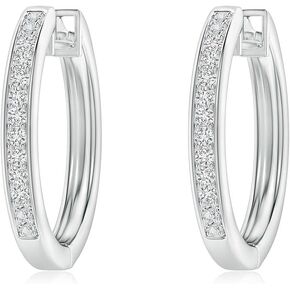 ANGARA Natural Diamond Hoop Earrings for Women, Girls in 14K Yellow Gold (Color-KI3 | Diamond Size-0.9mm) | April Birthstone Jewelry Gift for Her | Birthday | Wedding | Anniversary