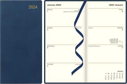 Letts of London® Signature 2025 Weekly/Monthly Planner, 12 Months, January to December, Bonded Leather, Slim Size, 6.625" x 3.25", English, Blue (C38SUBE-25) in Saudi Arabia