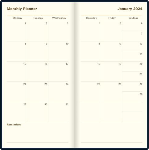 Letts of London® Signature 2025 Weekly/Monthly Planner, 12 Months, January to December, Bonded Leather, Slim Size, 6.625" x 3.25", English, Blue (C38SUBE-25) in Saudi Arabia