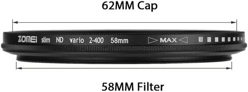 62mm Optical Glass Ultra Slim Fader ND Neutral Density Variable ND2-ND400 Lens Filter in Saudi Arabia